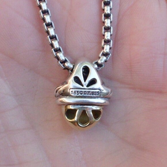 Retired David Yurman Acorn Gold Dome Pendant - 14K/925 - DY Chain - Gift Boxed - Picture 5 of 11